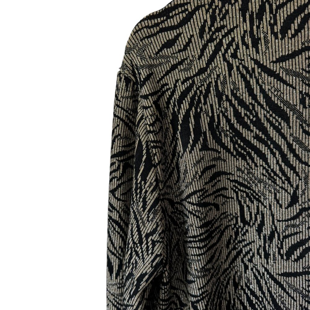 Chico's Travelers Sz 2/US Lg Long Sleeve Zip Up Cardigan Leaf Metallic Pockets - Picture 10 of 16